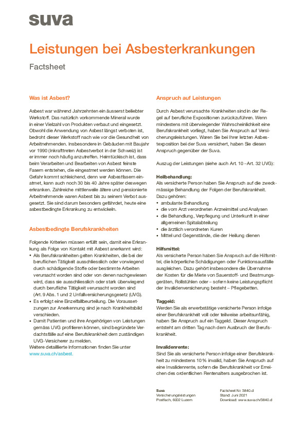 Entschädigung bei berufsbedingten Asbesterkrankungen